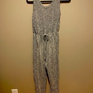 Black & white pin stripe knit jumper with jogger hem line